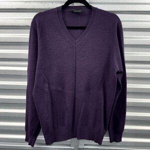 MARC JACOBS purple wool cashmere blend v-neck boucle sweater